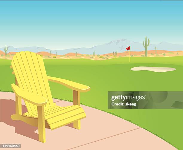 bildbanksillustrationer, clip art samt tecknat material och ikoner med chair on desert golf course - boxholmstol