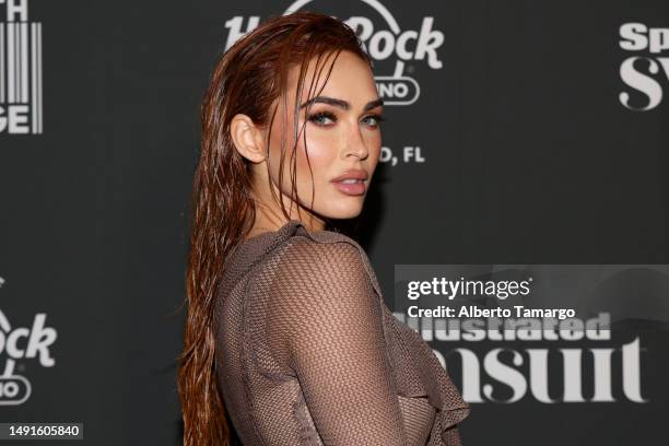 Megan Fox attends the Sports Illustrated Swimsuit 2023 Issue Release Party at The Guitar Hotel at Seminole Hard Rock Hotel & Casino on May 19, 2023...