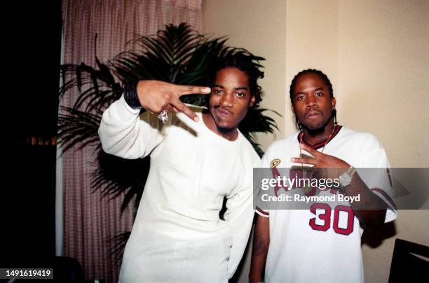 Rappers André 3000 and Big Boi of Outkast poses for photos at the Hyatt Regency hotel in Chicago, Illinois in October 1998.