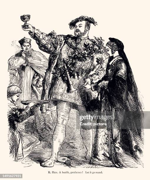 king henry the eighth (xxxl with many details) - 16th century style stock illustrations