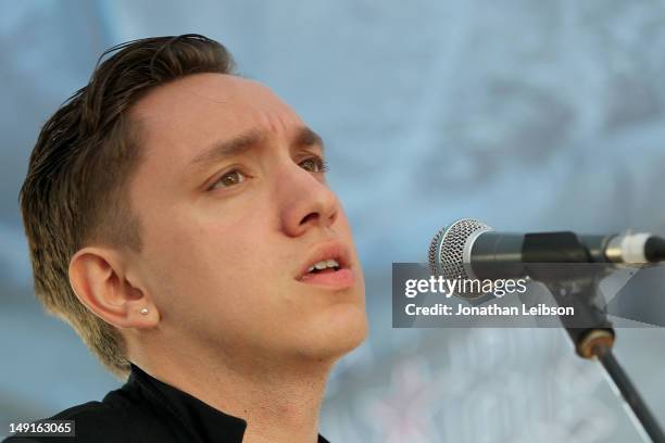 Oliver Sim performs at the 98.7 FM Penthouse Party Presents The xx Exclusive Live Performance at The Historic Hollywood Tower on July 23, 2012 in...