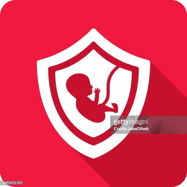 schild-fötus-symbol-silhouette - animal uterus stock-grafiken, -clipart, -cartoons und -symbole