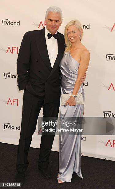 John O'Hurley and Lisa Mesloh arrive at the 40th AFI Life Achievement Award honoring Shirley MacLaine at Sony Pictures Studios on June 7, 2012 in Los...