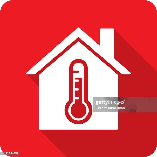 house thermometer icon silhouette 2 - home heating stock illustrations