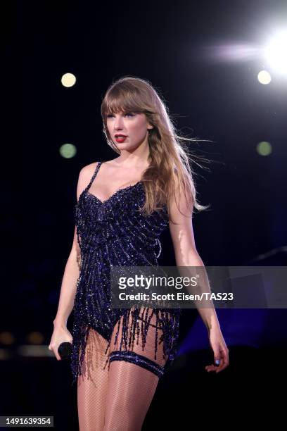 Taylor Swift performs onstage during "Taylor Swift | The Eras Tour" at Gillette Stadium on May 19, 2023 in Foxborough, Massachusetts.