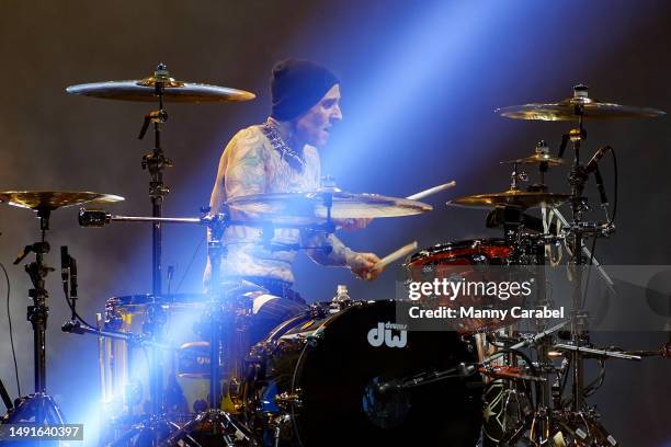 Travis Barker of Blink-182 performs onstage at Madison Square Garden on May 19, 2023 in New York City.