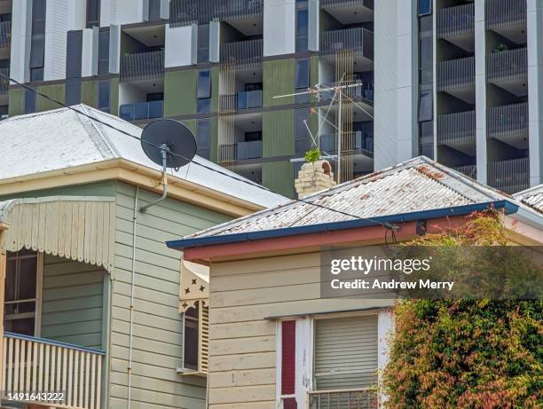 houses and apartments, old new housing - home renovations australia stock-fotos und bilder