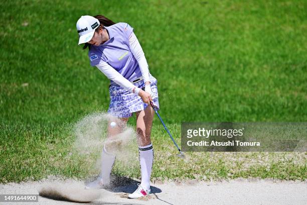 Kotone Hori of Japan hits out from a bunker on the 11th hole during the third round of Bridgestone Ladies Open at Chukyo Golf Club Ishino Course on...