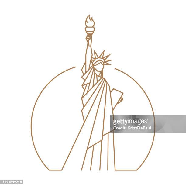 illustrazioni stock, clip art, cartoni animati e icone di tendenza di statua della libertà, profilo - ellis island