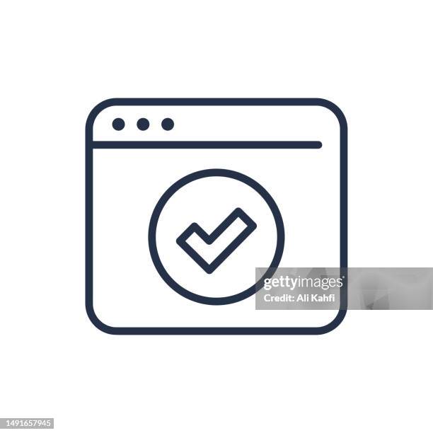 browser checkmark thin lines icon - enrollment stock illustrations