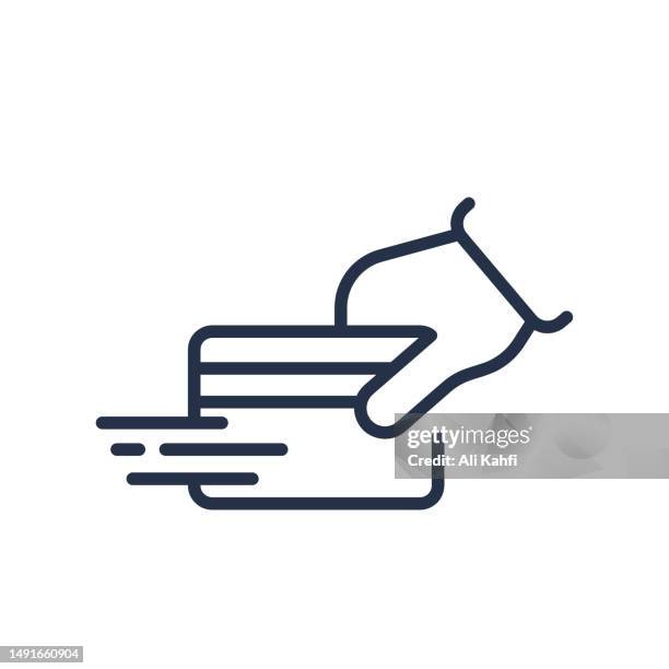 paying thin lines icon - fraud icon vector stock illustrations