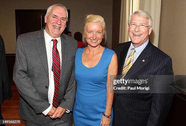Simon Bland, Board Chair, The Global Fund, Carolyn Everson, Board Member, Vice President, Global Marketing Solutions, Facebook, and Senator Roger...