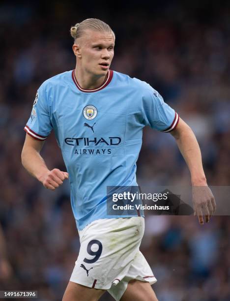 Erling Haaland of Manchester City during the UEFA Champions League semi-final second leg match between Manchester City FC and Real Madrid at Etihad...