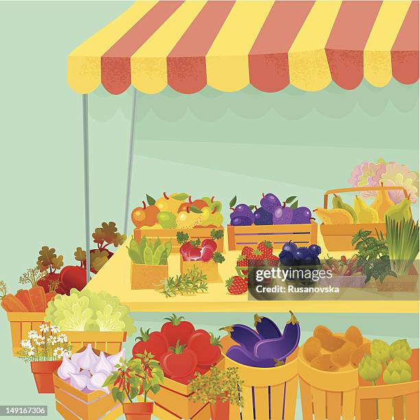 farmer's market - vegetable vector stock illustrations