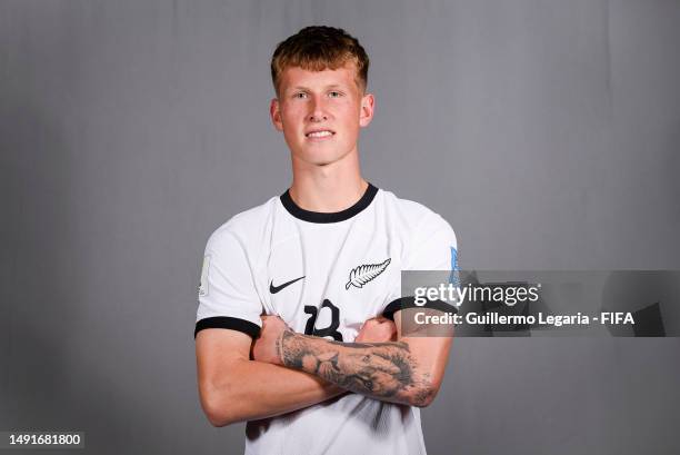 Benjamin Wallace of New Zealand poses for a photograph during the official FIFA U-20 World Cup Argentina 2023 portrait session on May 18, 2023 in...