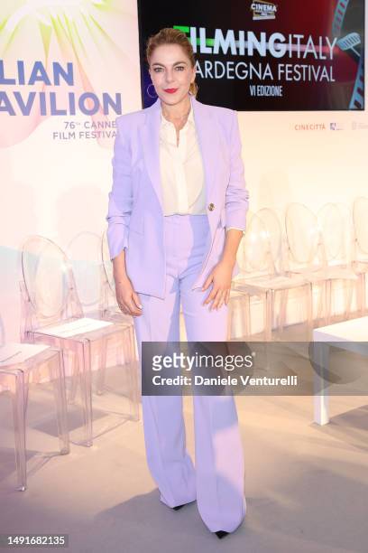 Claudia Gerini attends "Filming Italy Sardegna Festival" at the 76th annual Cannes film festival at the Italian Pavilion on May 20, 2023 in Cannes,...