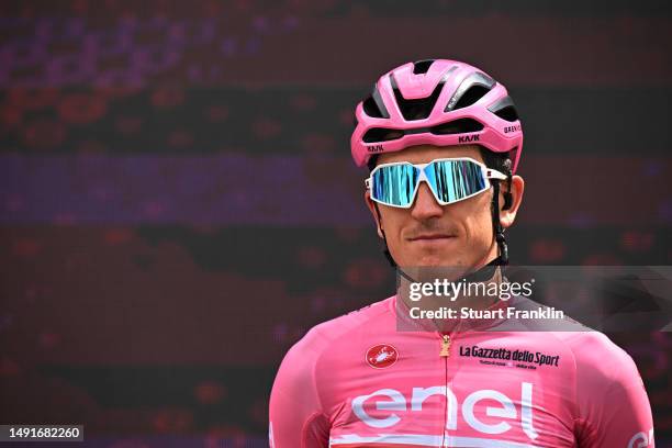 Geraint Thomas of The United Kingdom and Team INEOS Grenadiers - Pink Leader Jersey prior to the 106th Giro d'Italia 2023, Stage 14 a 194km stage...