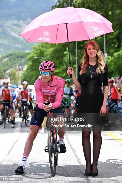 Geraint Thomas of The United Kingdom and Team INEOS Grenadiers - Pink Leader Jersey prior to the 106th Giro d'Italia 2023, Stage 14 a 194km stage...