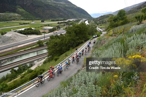 General view of Davide Ballerini of Italy, Pieter Serry of Belgium and Team Soudal - Quick Step, Nicolas Prodhomme of France, Larry Warbasse of The...