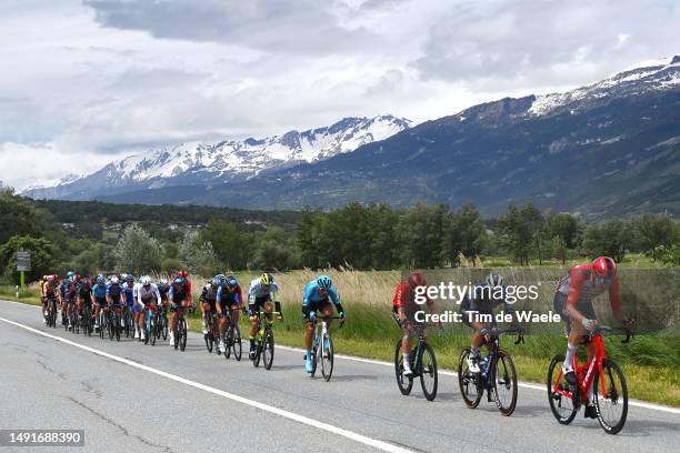 General view of Davide Ballerini of Italy, Pieter Serry of Belgium and Team Soudal - Quick Step, Nicolas Prodhomme of France, Larry Warbasse of The...