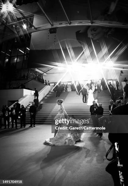 Annika Gassner attends the "Les Filles D'Olfa " red carpet during the 76th annual Cannes film festival at Palais des Festivals on May 19, 2023 in...