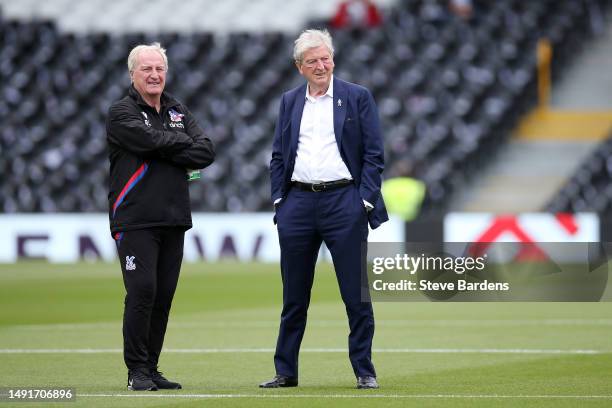 Roy Hodgson, Manager of Crystal Palace, inspects the pitch prior to the Premier League match between Fulham FC and Crystal Palace at Craven Cottage...