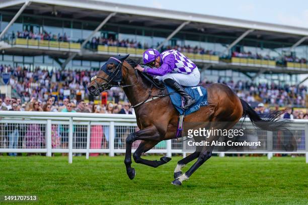 James Doyle riding Shaquille win The BetVictor Carnarvon Stakes at Newbury Racecourse on May 20, 2023 in Newbury, England.