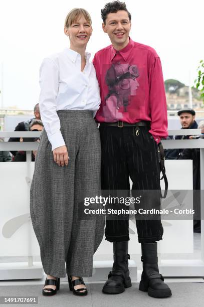 Sandra Hüller and Christian Friedel attend "The Zone of Interest" photocall at the 76th annual Cannes film festival at Palais des Festivals on May...