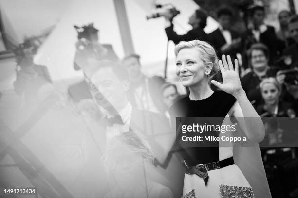 Cate Blanchett attends the "The Zone Of Interest" red carpet during the 76th annual Cannes film festival at Palais des Festivals on May 19, 2023 in...