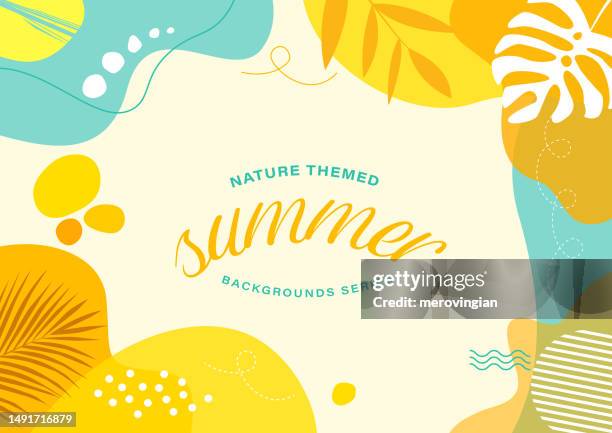 ilustraciones, imágenes clip art, dibujos animados e iconos de stock de abstracto simple fondo con artes de línea natural - tema de verano - - verano