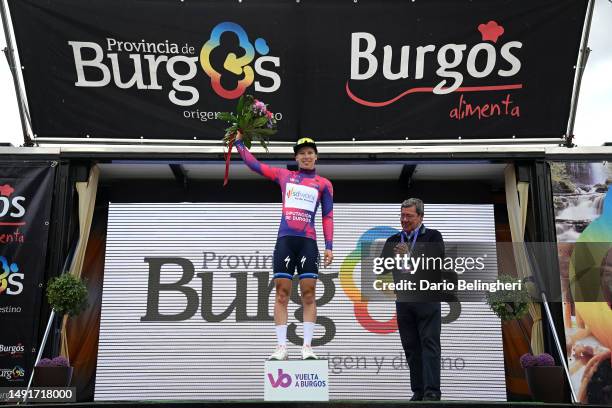 Lorena Wiebes of The Netherlands and Team SD Worx celebrates at podium as Purple Leader Jersey winner during the 8th Vuelta a Burgos Feminas 2023,...