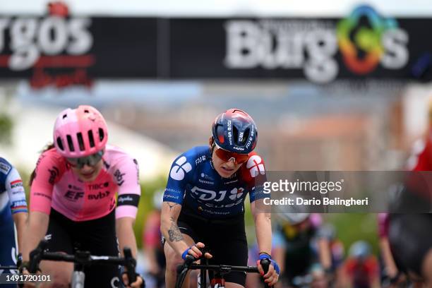 Clara Copponi of Italy and Team FDJ-Suez crosses the finish line during the 8th Vuelta a Burgos Feminas 2023, Stage 3 a 112.7km stage from Caleruega...