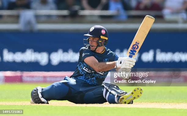 Wayne Madsen of Derbyshire bats during the Vitality Blast T20 match between Derbyshire Falcons and Lancashire Lightning at Edgbaston on May 20, 2023...