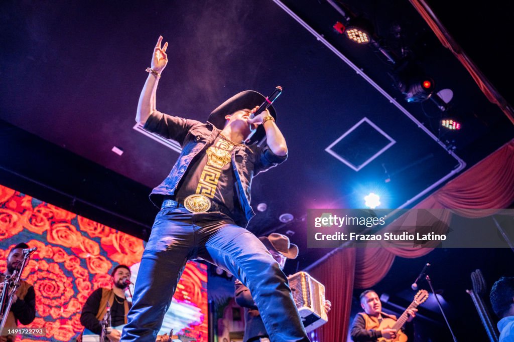 Singer man singing in a music concert