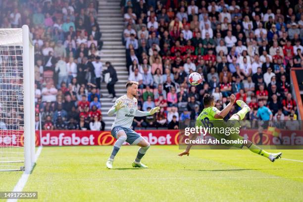 Casemiro of Manchester United scores their sides first goal during the Premier League match between AFC Bournemouth and Manchester United at Vitality...