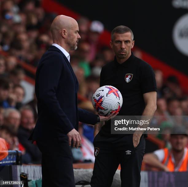 Manager Erik ten Hag of Manchester United watches from the touchline during the Premier League match between AFC Bournemouth and Manchester United at...