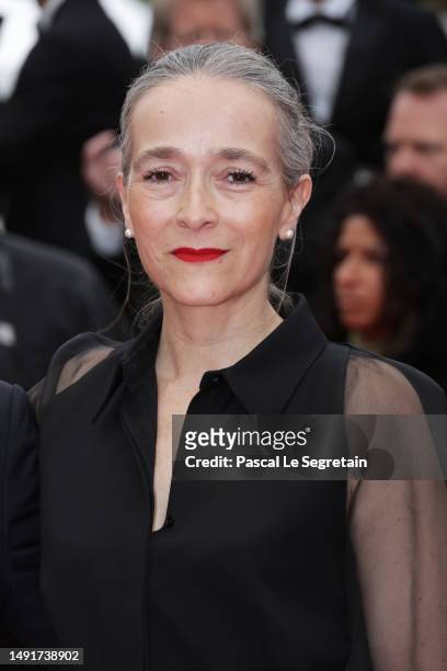 Delphine Ernotte Cunci attends the "Killers Of The Flower Moon" red carpet during the 76th annual Cannes film festival at Palais des Festivals on May...