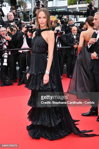 Natasha Poly attends the "Killers Of The Flower Moon" red carpet during the 76th annual Cannes film festival at Palais des Festivals on May 20, 2023...