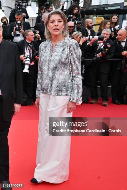 Caroline of Monaco attends the "Killers Of The Flower Moon" red carpet during the 76th annual Cannes film festival at Palais des Festivals on May 20,...