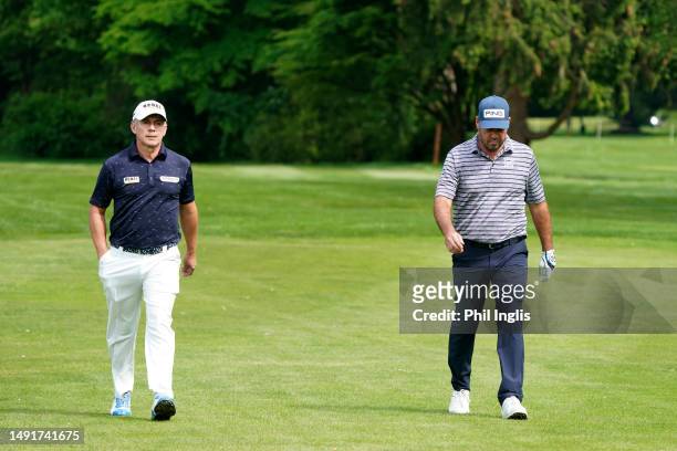 Adilson Da Silva of Brazil and Keith Horne of South Africa during Day Three of the Riegler & Partner Legends at Golf Club Murhof on May 20, 2023 in...