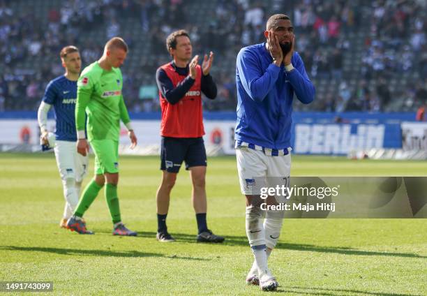 Kevin-Prince Boateng of Hertha Berlin reacts after the final whistle of the Bundesliga match between Hertha BSC and VfL Bochum 1848 at Olympiastadion...