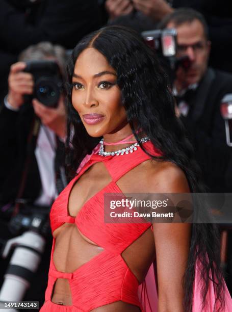 Naomi Campbell attends the "Killers Of The Flower Moon" red carpet during the 76th annual Cannes film festival at Palais des Festivals on May 20,...