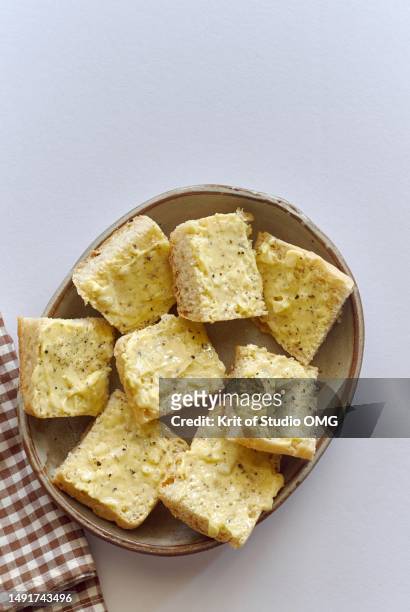 homemade butter herb breads - garlic bread stock pictures, royalty-free photos & images