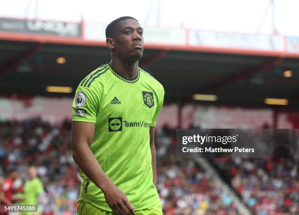 Anthony Martial of Manchester United walks off after being substituted during the Premier League match between AFC Bournemouth and Manchester United...