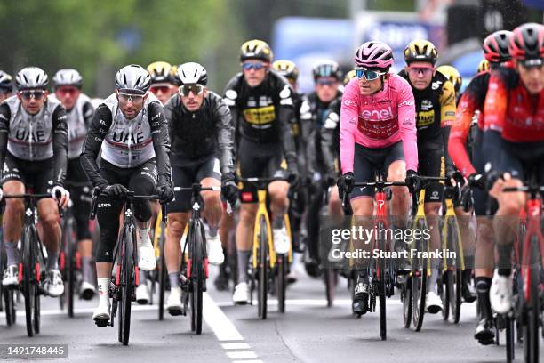 Geraint Thomas of The United Kingdom and Team INEOS Grenadiers disappointed after leaving the leader's pink jersey in the 106th Giro d'Italia 2023,...