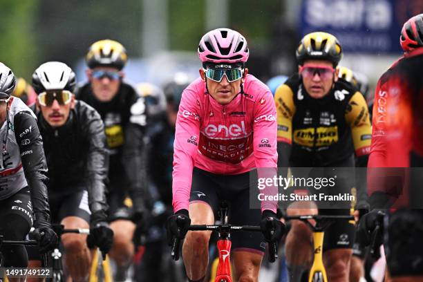 Geraint Thomas of The United Kingdom and Team INEOS Grenadiers disappointed after leaving the leader's pink jersey in the 106th Giro d'Italia 2023,...