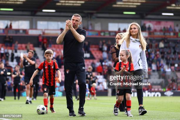 Gary O'Neil, Manager of AFC Bournemouth, applauds the fans during the lap of honour after the Premier League match between AFC Bournemouth and...