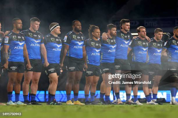 Western Force line up during smoking ceremony and welcome to country during the round 13 Super Rugby Pacific match between Western Force and ACT...