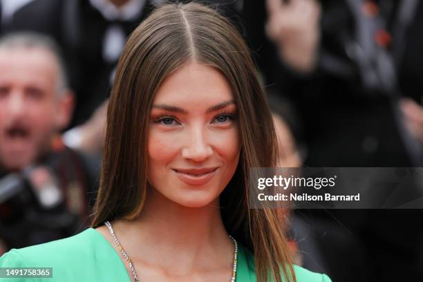 Lorena Rae attends the "Killers Of The Flower Moon" red carpet during the 76th annual Cannes film festival at Palais des Festivals on May 20, 2023 in...