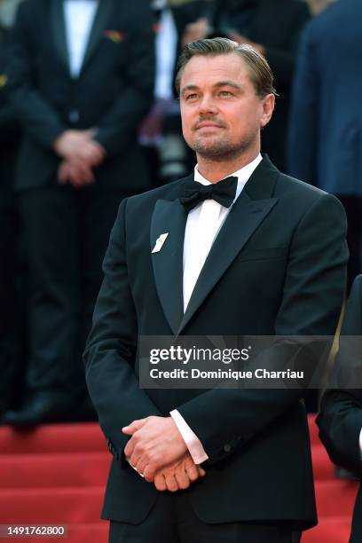 Leonardo DiCaprio attends the "Killers Of The Flower Moon" red carpet at the 76th annual Cannes film festival at Palais des Festivals on May 20, 2023...